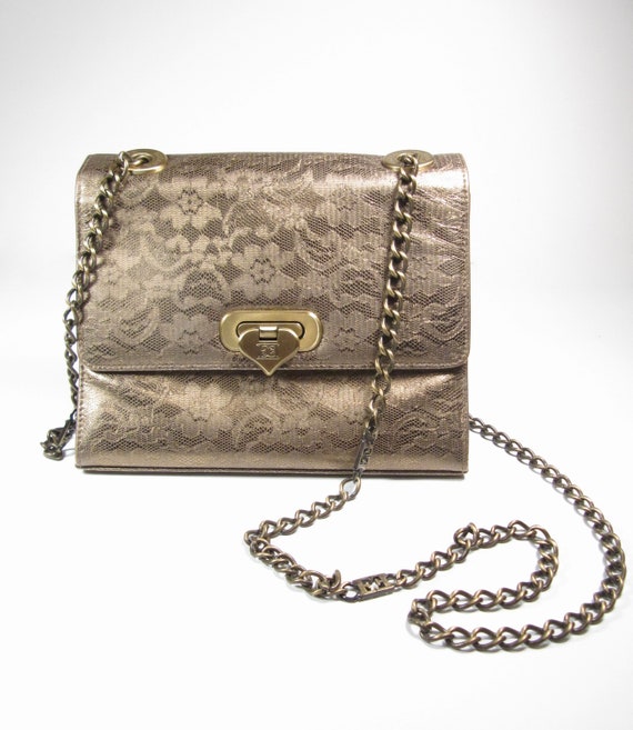 Escada Gold Python Snakeskin Lace Shoulder Crossb… - image 7