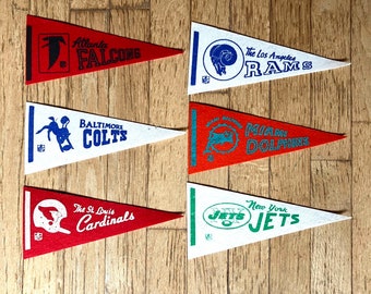 You Pick! Vintage Felt Pennants Football USA Teams NFL Authorized 1960s/70s