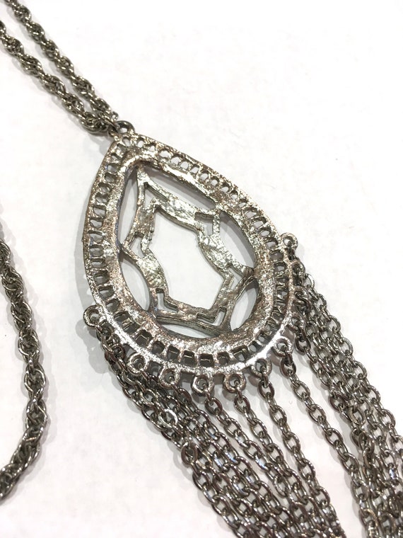 Vintage 1970s Silver Tone Long Chain Necklace Cos… - image 7