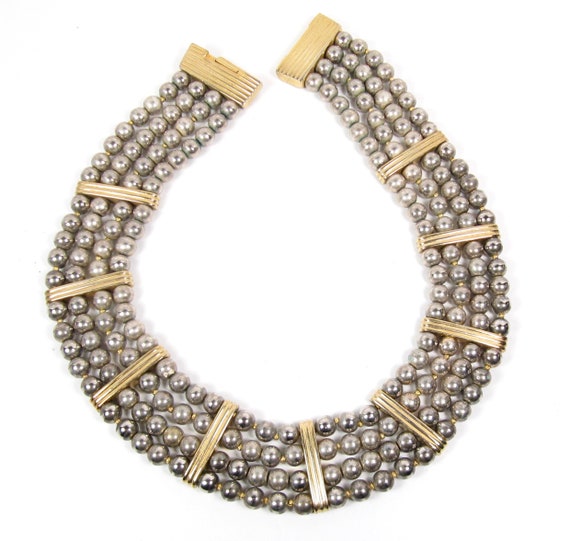 Two Tone Gold & Silver Bead Chunky 1980s Choker Ne