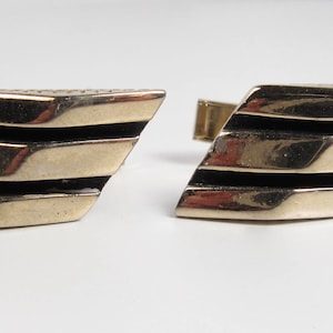 Vintage Men&#39;s Cufflinks Retro Gold Tone Textured Mod Rectangle Cuff Links 1960s