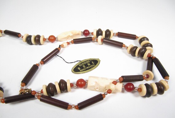 Vintage Genuine Bone Necklace Lot of 3 Wood Beads… - image 4