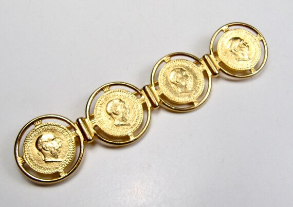 Ben-Amun Vintage Faux Gold Roman or Greek Coin Ba… - image 2