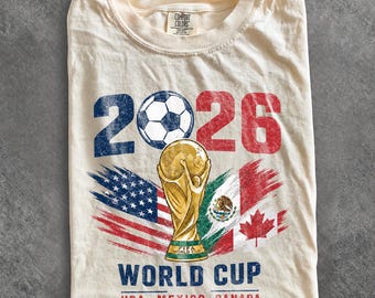 Vintage World Cup 2026 USA Canada Mexico Comfort Colors®, Retro Soccer Fan Graphic Tee, Football Trophy Supporter Apparel, USA Sports Gift