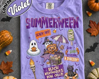 Summerween Vibes Comfort Colors , Hot Ghoul Summer Tee, Spooky Summer Halloween Tshirt, Goth Beach Vacation Top, Spooky Summer Graphic Tee