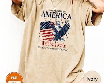 Comfort Colors® America 250 Shirt, Patriotic Eagle Graphic Tee, USA 250th Birthday Shirt, 4th of July Womens Top, Independence Day Gift