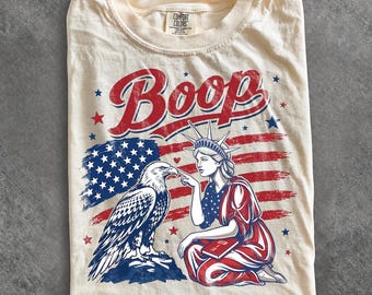 Comfort Colors® Boop Eagle Boxy Tee, Funny Patriotic Vintage Girl Boop Eagle Graphic Crop Top, 4th July Retro America Shirt, Patriotic Gift