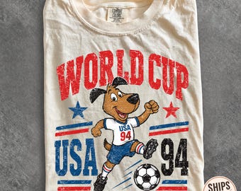 World Cup USA94 Dog Graphic Comfort Colors®, Patriotic Soccer Lover Shirt, Vintage Football Fan Apparel,  USA Gift Tee, vintage usa shirt