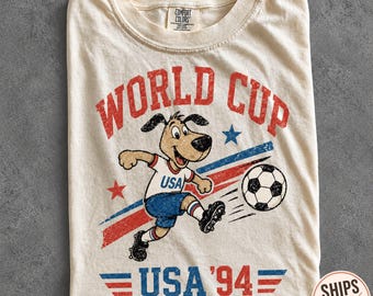 World Cup USA94 Dog Graphic Comfort Colors®, Patriotic Soccer Lover Shirt, Vintage Football Fan Apparel,  USA Gift Tee, vintage usa shirt