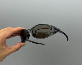 Retro Vintage Oakley Eye Jacket Redux Sunglasses 9438 y2k avantgarde hype Translucent grey frame Prizm black lenses