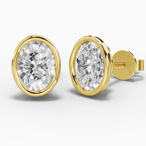 Moissanit Bezel Örhängen, Förgyllt 925 Sterling Silver