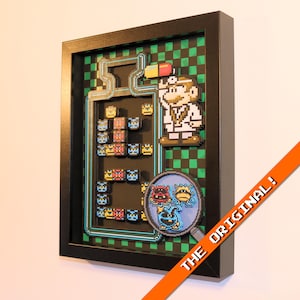 Dr. Mario NES shadow box by CartridgeLab cartridge holder glitch video game original handmade
