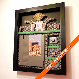 Contra NES shadow box by CartridgeLab cartridge holder glitch video game original handmade