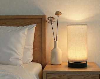 Nordic Fabric Tischlampe USB betrieben, minimalistische Nachttischlampe, skandinavisches Wohn- und Schlafzimmer Wohnkultur