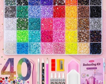 40 Color 3mm Resin Rhinestones Kit, Flatback Jelly Gems with B7000 Glue & Tools