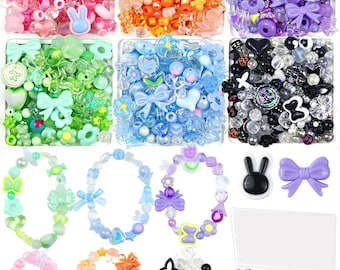 Mezcla de cuentas acrílicas kawaii, dijes de ositos de goma para hacer joyas DIY