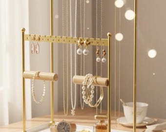 Organizador de joyas de 3 niveles para collares, pendientes, pulseras y anillos.