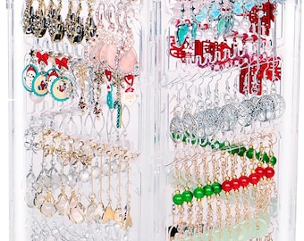 Organizador de joyas acrílico giratorio, soporte para exhibir aretes