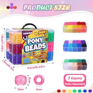 10000PCS Rainbow Pony Beads Bulk Kit for Friendship Bracelets, Jewelry & Crafts image 4