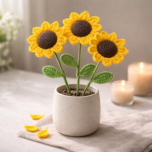 Crochet Sunflower Pattern PDF – Easy Home Decor, Appliques (Digital Download)