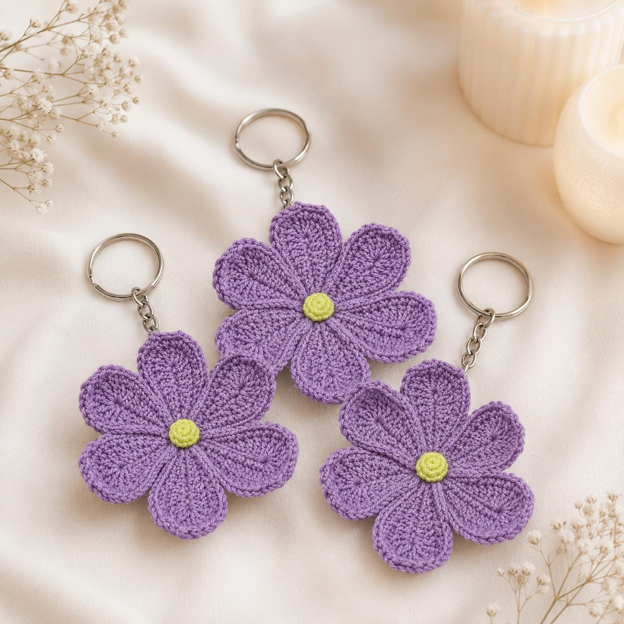 Lavender Cosmos Flower Keychain Pattern