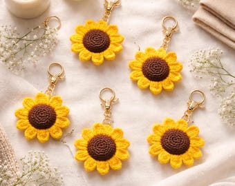 Crochet Sunflower Keyring Pattern PDF - Handmade Accessories Gift - Digital Download