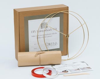 DIY Drum Lamp Shade Kit – 8"x12"  - Self-Adhesive Styrene Backing & Metal Rings, Tape and Instructions