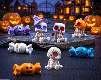 ミニチュアハロウィンスケルトンフィギュアセット - 樹脂製不気味な頭蓋骨装飾 - DIYマイクロランドスケープお化け屋敷アクセサリー