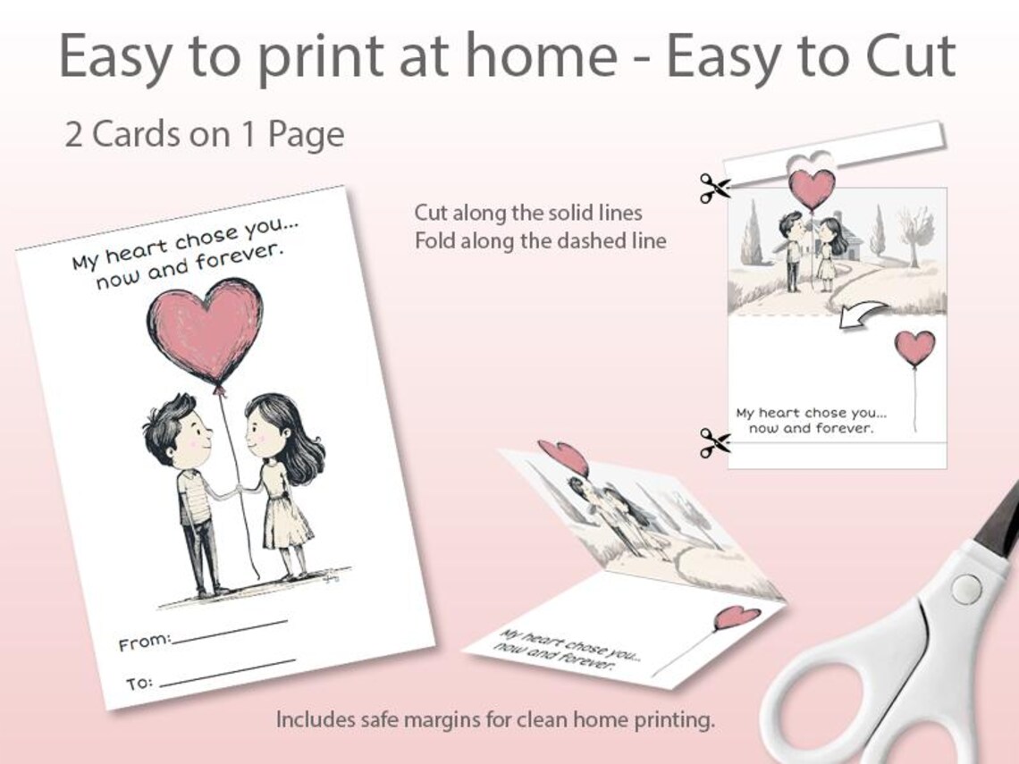 Printable Romantic Love Card – Anniversary or Valentine’s Day Card ...