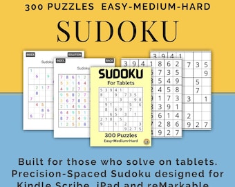 Sudoku for Tablets Hyperlinked PDF | Interactive Brain Games for iPad, Kindle Scribe & reMarkable, Digital Logic Puzzle Book for Adults.