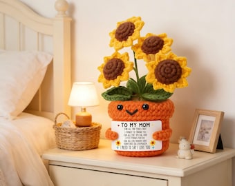 Sunflower Pot for Mom, Crochet Sunflower Plush, Positive Energy Mother's Day Gift