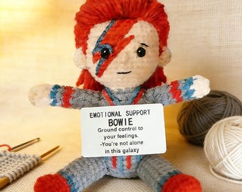 BOWIE inspiration Handmade Crochet Plush | Positive Affirmation Emotional Support Gift For Her