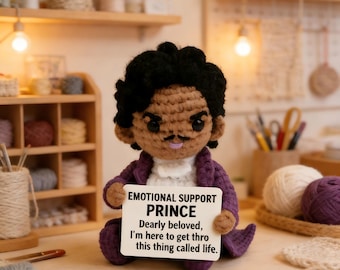 Prince Inspired Crochet Plush, Emotional Support Amigurumi, Comfort Gift for Fans