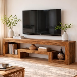 62.99" TV Stand For TVs Up To 65 Inch, Entertainment Center With Open Storage Shelves, TV Media Console Table, Vintage TV Stand
