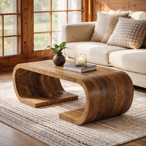 Wooden Coffee Table, Mid Century Modern Farmhouse Coffee Tables For Living Room, Rectangle Center Table For Apartment Home Office Tea Table