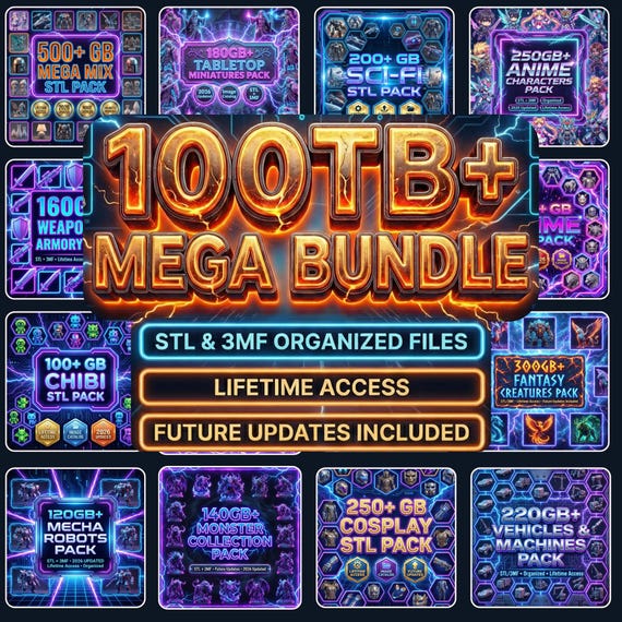 500,000+ 3D Print STL Mega Bundle - 75+ Categories, Model Files for 3D Printing Figurines and Scenery( Digital Download & lifetime Access)
