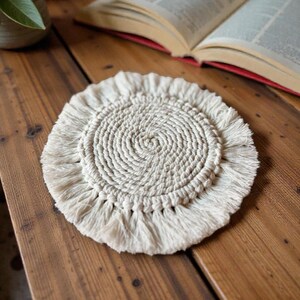 Dessous de verre macramé bohème – déco table naturelle – fait main