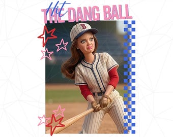 Hit The Dang Ball Baseball Mom Png, Spieltag Softball Lustige Png, Distressed Doll Gesicht Meme Png