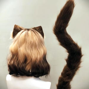 Faux Fur Cat Ears Headband Tail Choker Wig Set | Pet Play Kitten Costume | Handmade Cosplay Accessory for Furry Fans kemonomimi 7 Ear+Tail+Wig