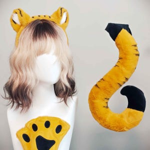 Set di parrucche, guanti, coda e orecchie da tigre, coordinati per la famiglia, per bambini, a tema animali, per feste, regalo per la festa dei bambini, cosplay, kemonomimi peloso
