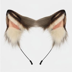 Faux Fur Cat Ears Headband Tail Choker Wig Set | Pet Play Kitten Costume | Handmade Cosplay Accessory for Furry Fans kemonomimi 1 Ear Headband