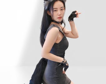 Handgefertigte Realistische Wolf Ohren Schwanz Kragen Handschuhe Set Cosplay Kostüm Geschenke für Valentinstag Maskerade Party Live Stream Rollenspiel