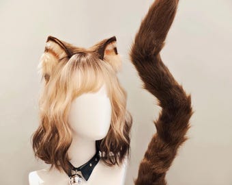 Handgefertigte Realistische Siamkatze Kostüm Ohr Schwanz Perücke Choker Set Halloween Kemonomimi Pelzig Cosplay Anime VTuber Fantasy Kawaii Geschenk Rollenspiel