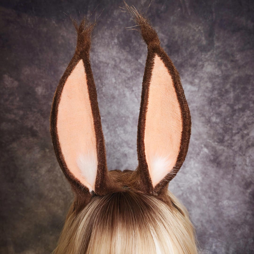 Sew Realistic Rabbitears Handmade Realistic Bunny Ears Tail Wig Choker Set Cosplay Costume Gift ...