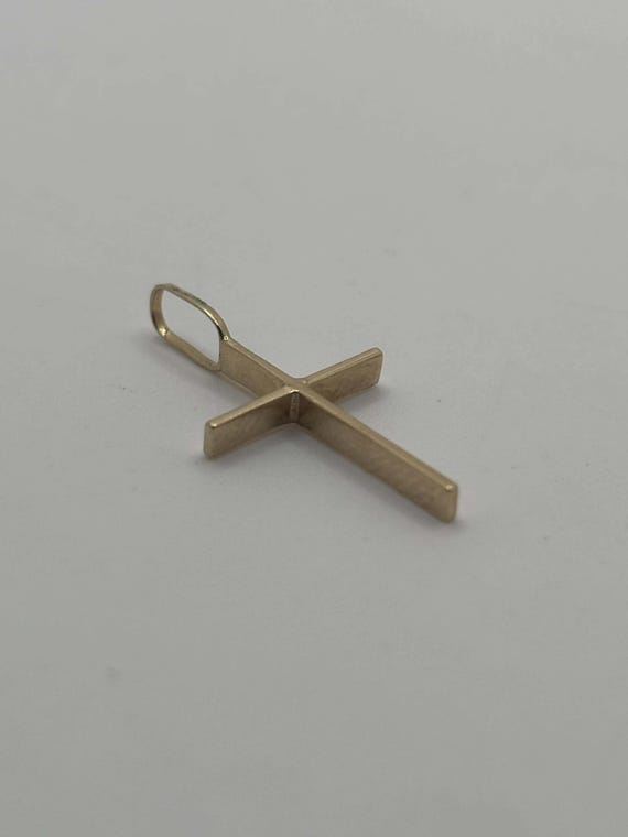 10K Solid Gold Mini Cross Pendant Small Gold Reli… - image 1