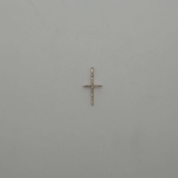 10K Solid Gold Mini Cross Pendant Small Gold Reli… - image 3