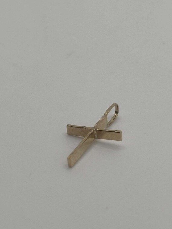 10K Solid Gold Mini Cross Pendant Small Gold Reli… - image 2