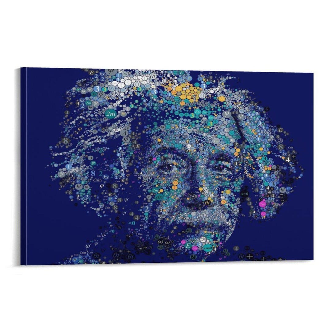 Albert Einstein Portrait Wall Art, Physics Formula Face Art Print ...