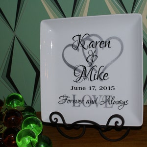 Personalized Wedding Plate Couple Name Date Custom - Perfect Gift Idea - Anniversary, Bridal Shower, Engagement, Housewarming