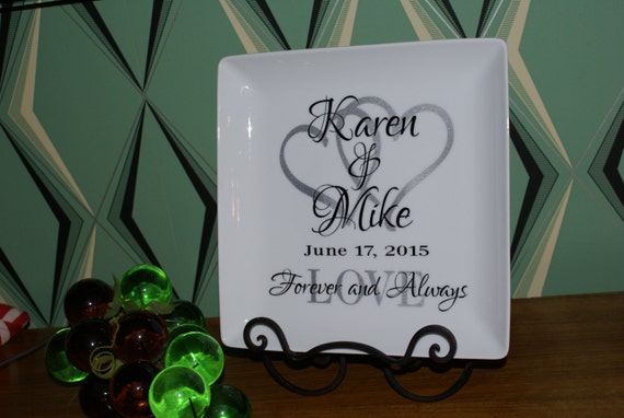 Personalized Wedding Gift Plate Anniversary Gift for Couple 